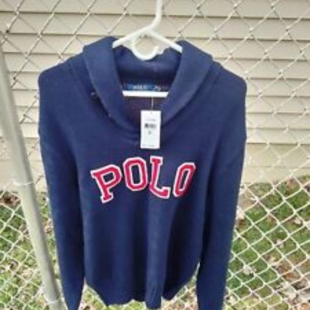 Ralph Lauren Polo Long Sleeve Pullover Sweater Navy Blue Size Medium NWT